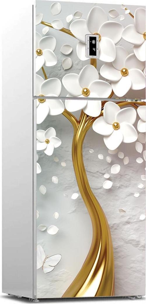 Buzdolabı Sticker Kaplama Dolap Kaplama Etiketi 3d Altın Ağaç