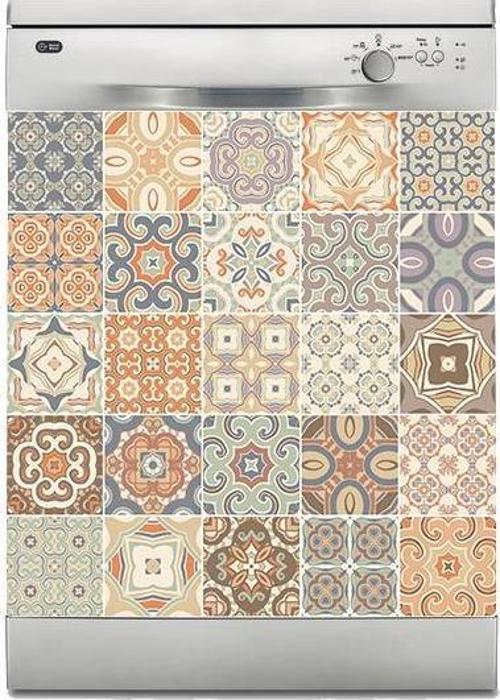 Bulaşık Makinesi Sticker Kaplama Beyaz Eşya Kaplama Renkli Fayans Desen