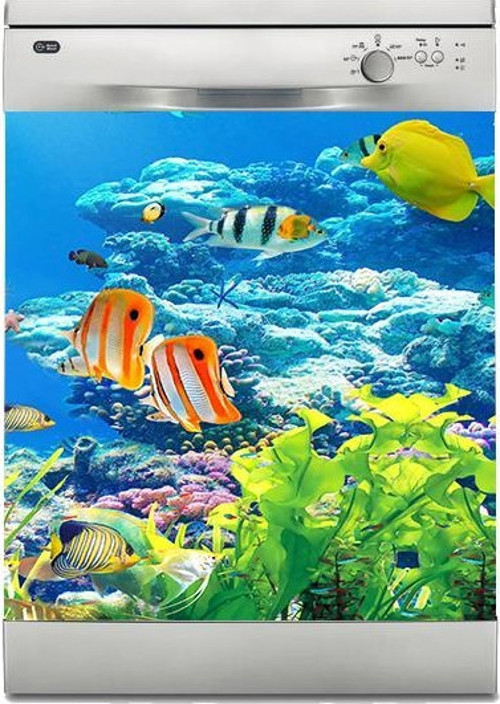 Bulaşık Makinesi Sticker Kaplama Beyaz Eşya Kaplama Balıklar Deniz