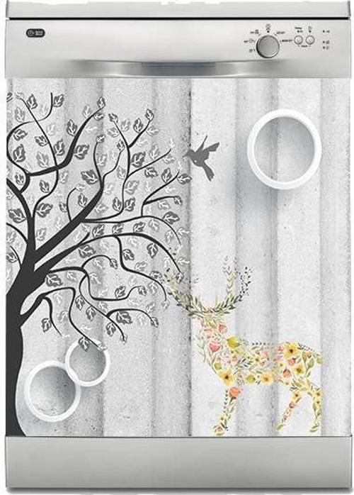 Bulaşık Makinesi Sticker Kaplama Beyaz Eşya Kaplama Renkli Geyik