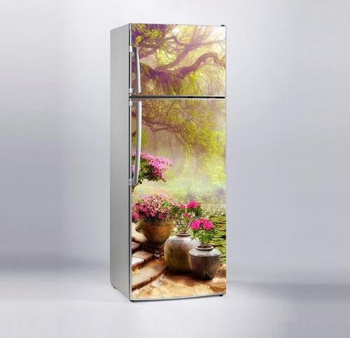 Buzdolabı Sticker Kaplama Dolap Kaplama Etiketi 3D Bahçe