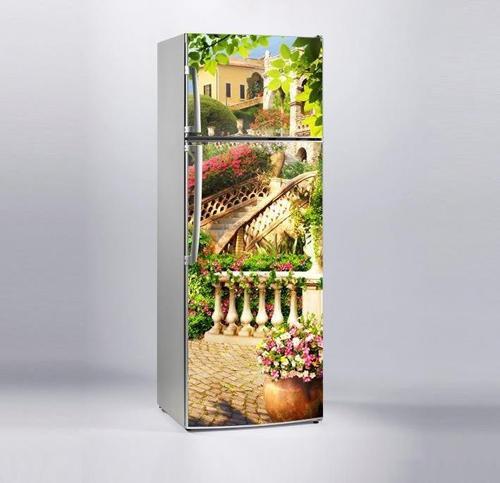Buzdolabı Sticker Kaplama Dolap Kaplama Etiketi 3D Bahçe Balkon