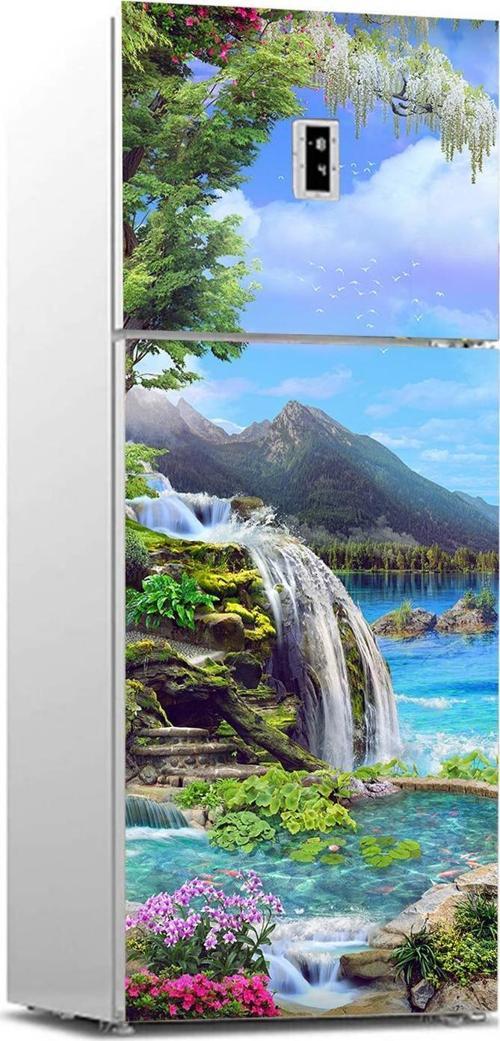 Buzdolabı Sticker Kaplama Dolap Kaplama Etiketi Göl Çiçekler