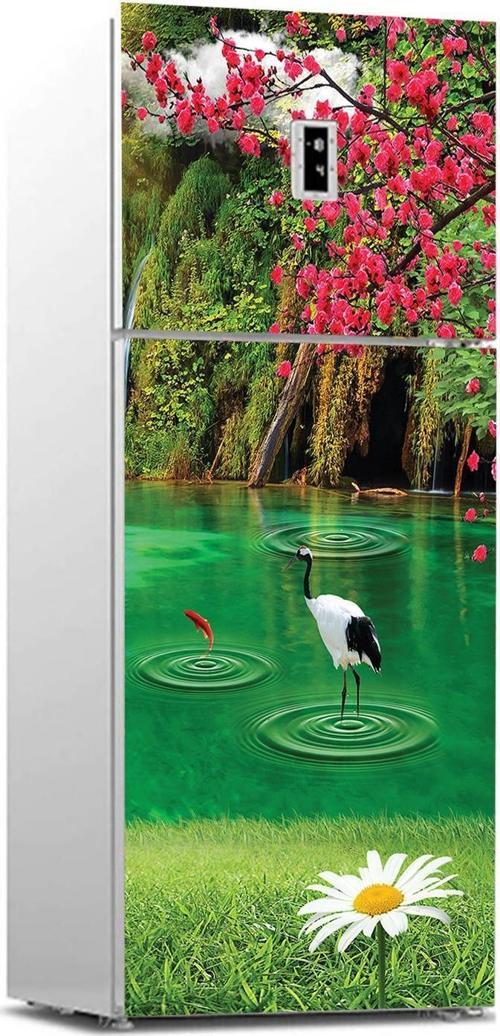 Buzdolabı Sticker Kaplama Dolap Kaplama Etiketi Göl Papatya