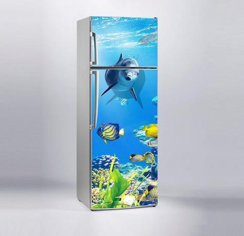 Buzdolabı Sticker Kaplama Dolap Kaplama Etiketi Yunus Balığı