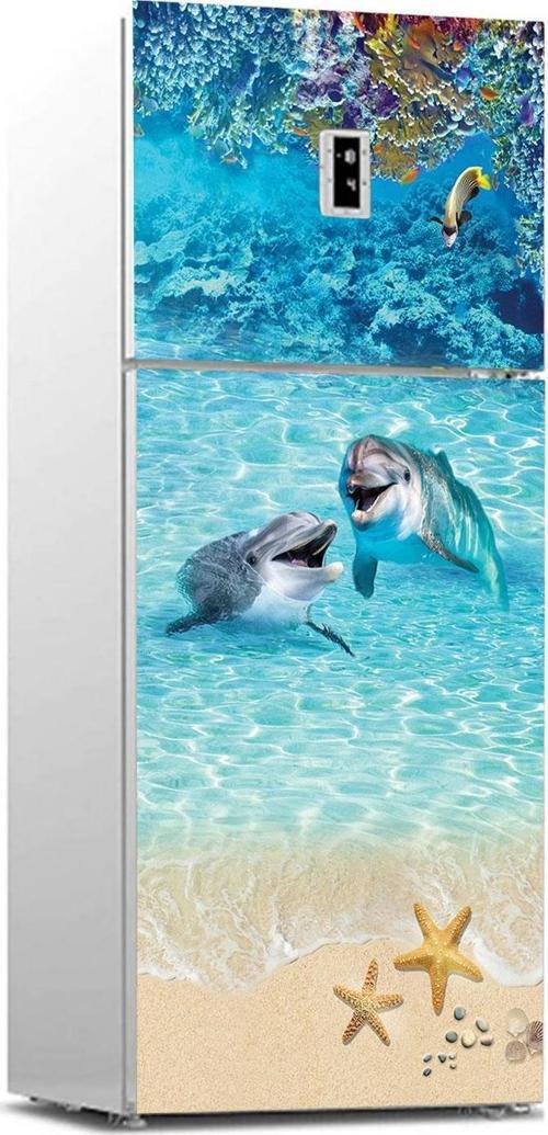 Buzdolabı Sticker Kaplama Dolap Kaplama Etiketi Yunus Balığı Deniz