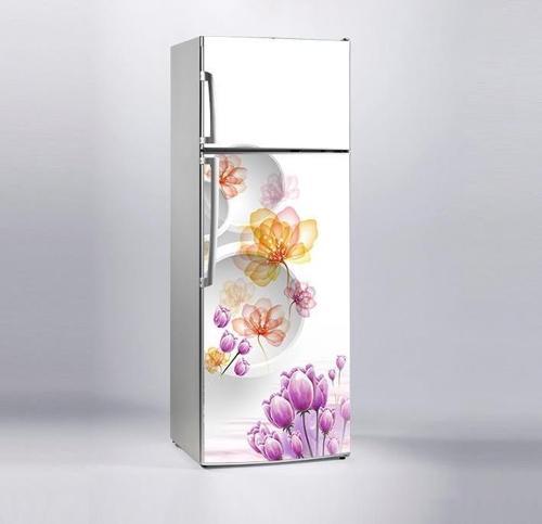 Buzdolabı Sticker Kaplama Dolap Kaplama Etiketi 3D Beyaz Daire Çiçek