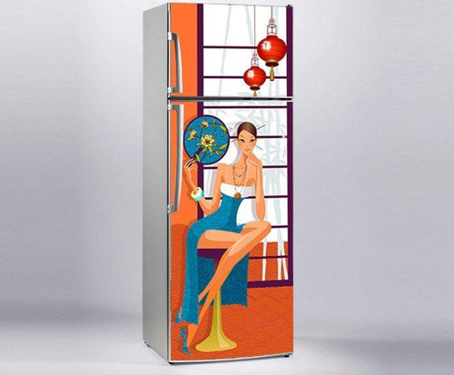 Buzdolabı Sticker Kaplama Dolap Kaplama Etiketi Japon Kadın