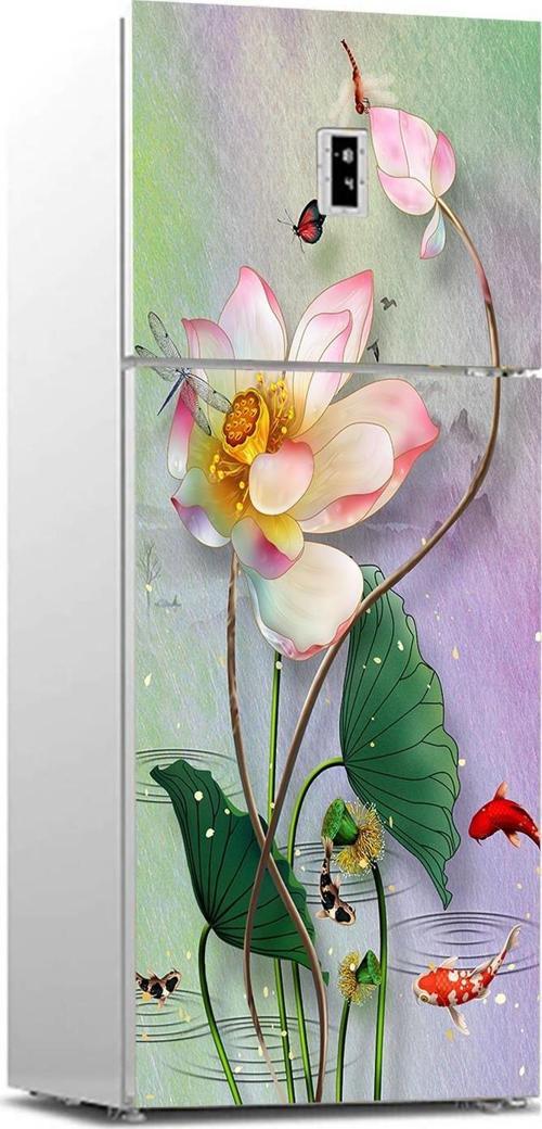 Buzdolabı Sticker Kaplama Dolap Kaplama Etiketi 3d Çiçek Çizimi