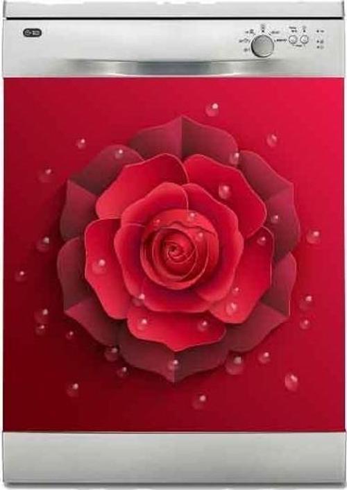 Bulaşık Makinesi Sticker Kaplama Beyaz Eşya Kaplama 3 Boyut Kırmızı Gül
