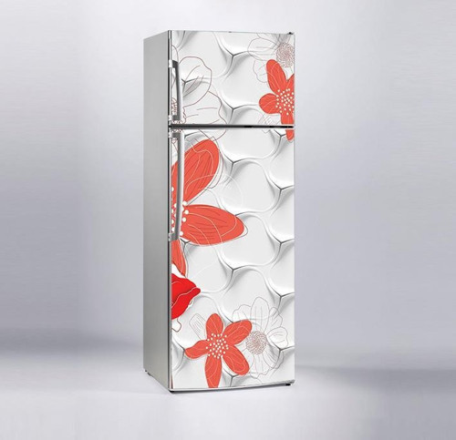 Buzdolabı Sticker Kaplama Dolap Kaplama Etiketi 3D Dekor Çiçek