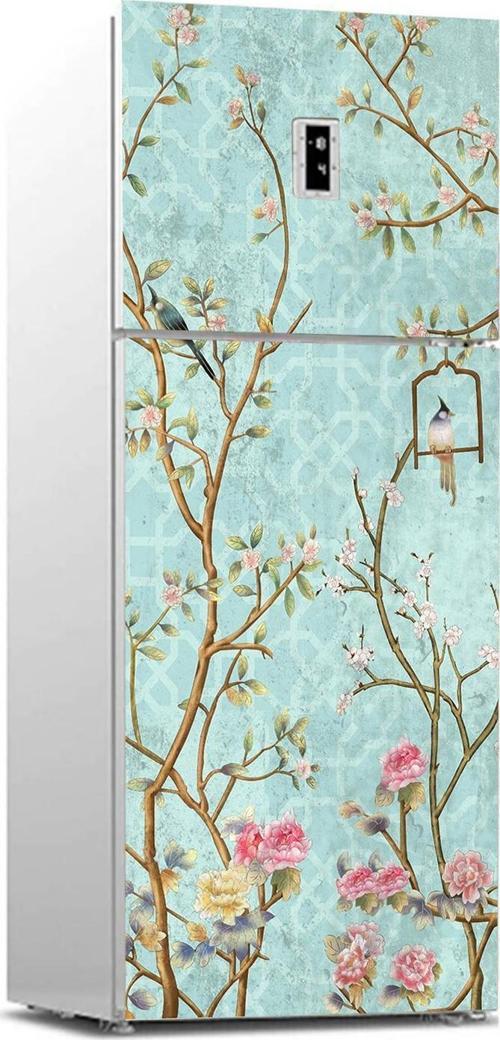 Buzdolabı Sticker Kaplama Dolap Kaplama Etiketi Küçük Çiçekler Ağaç