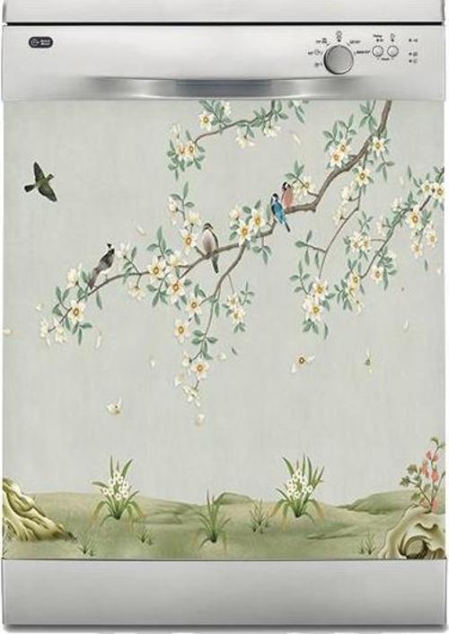 Bulaşık Makinesi Sticker Kaplama Beyaz Eşya Kaplama 3D Ağaç Kuşlar