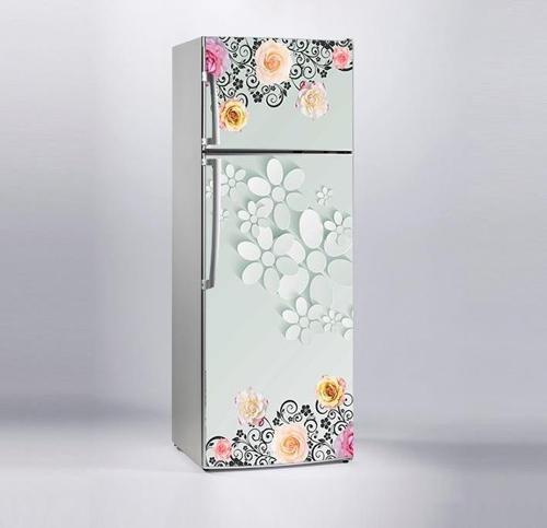 Buzdolabı Sticker Kaplama Dolap Kaplama Etiketi 3D Flowers