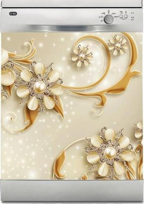 Bulaşık Makinesi Sticker Kaplama Beyaz Eşya Kaplama 3D Altın Takı
