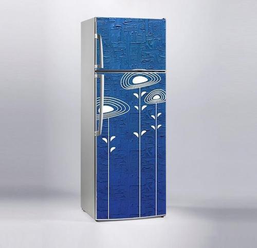 Buzdolabı Sticker Kaplama Dolap Kaplama Etiketi Mavi Beyaz Çiçekler