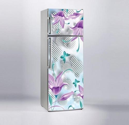 Buzdolabı Sticker Kaplama Dolap Kaplama Etiketi Mor Çiçek