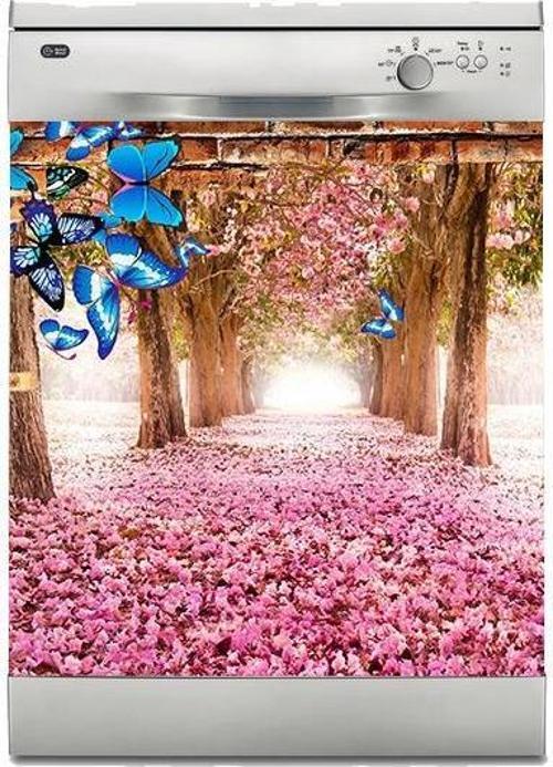 Bulaşık Makinesi Sticker Kaplama Beyaz Eşya Kaplama Kelebek Güller