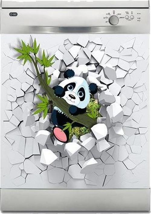 Bulaşık Makinesi Sticker Kaplama Beyaz Eşya Kaplama Şirin Panda