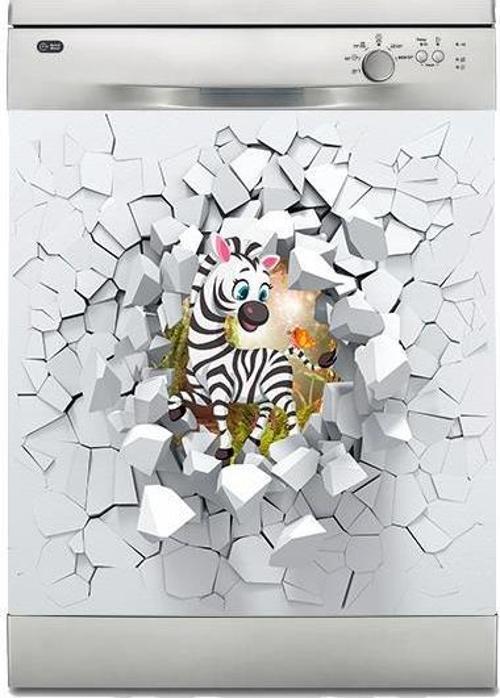 Bulaşık Makinesi Sticker Kaplama Beyaz Eşya Kaplama Şirin Zebra