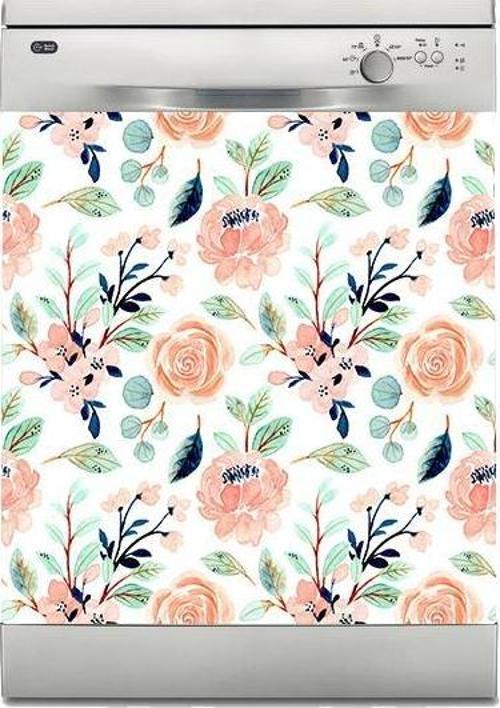 Bulaşık Makinesi Sticker Kaplama Beyaz Eşya Kaplama Çiçek Desen 5