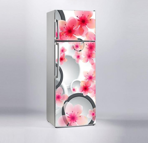 Buzdolabı Sticker Kaplama Dolap Kaplama Etiketi Oval Çiçekler