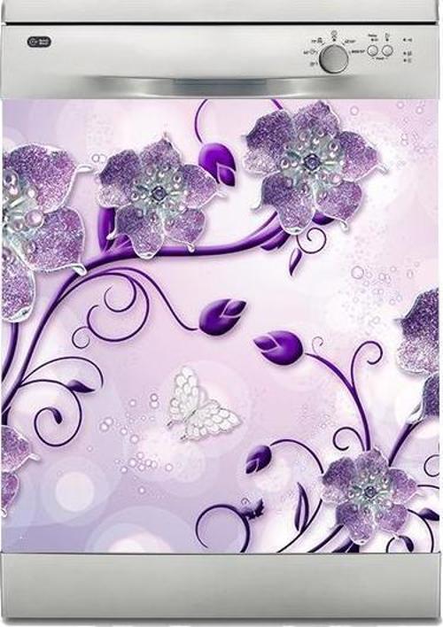 Bulaşık Makinesi Sticker Kaplama Beyaz Eşya Kaplama Çiçek Mücevher