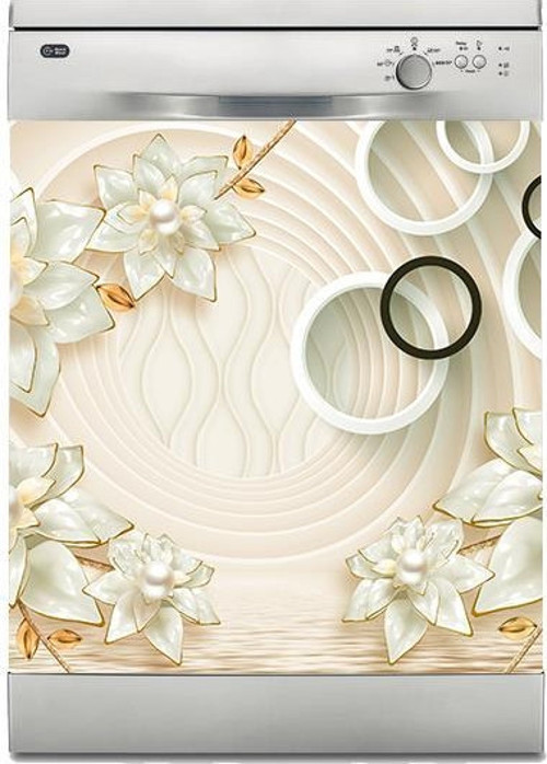 Bulaşık Makinesi Sticker Kaplama Beyaz Eşya Kaplama 3D Golden Yuvarlak