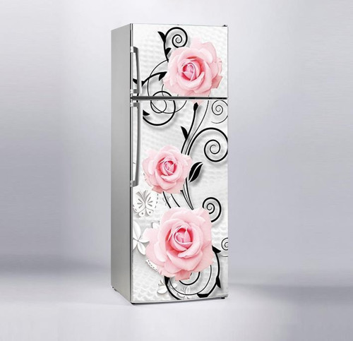 Buzdolabı Sticker Kaplama Dolap Kaplama Etiketi Pembe Güller