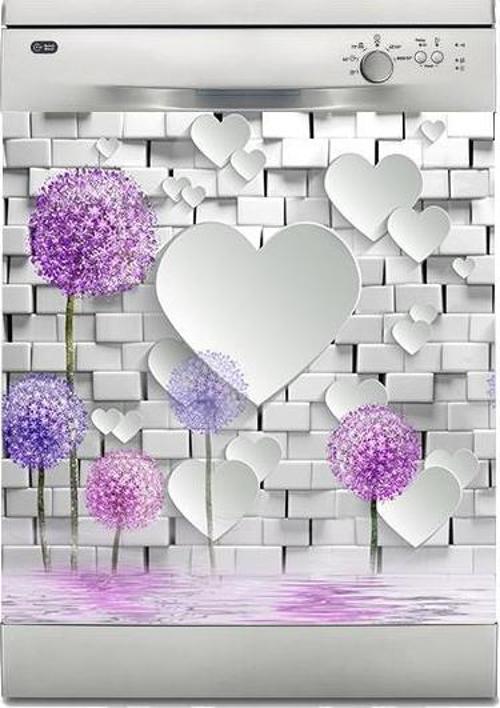 Bulaşık Makinesi Sticker Kaplama Beyaz Eşya Kaplama 3D Kalpler