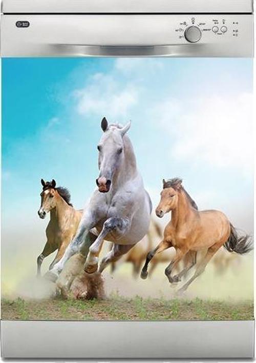 Bulaşık Makinesi Sticker Kaplama Beyaz Eşya Kaplama Koşan Atlar