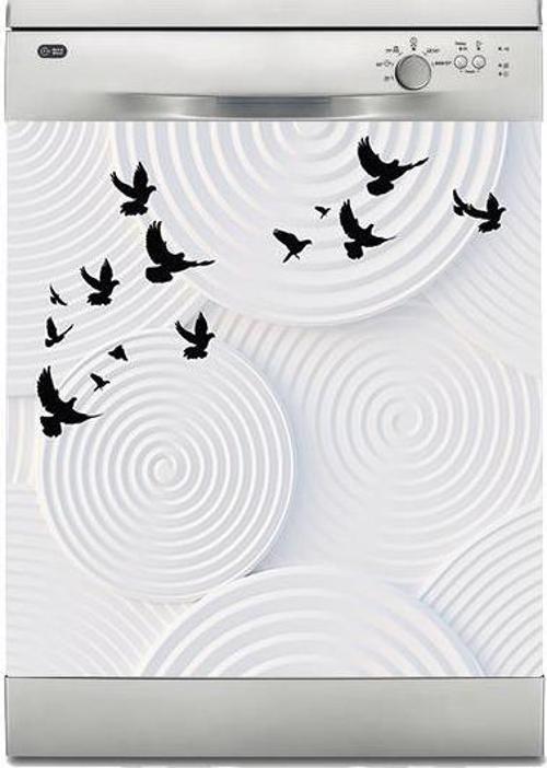 Bulaşık Makinesi Sticker Kaplama Beyaz Eşya Kaplama 3D Kuşlar