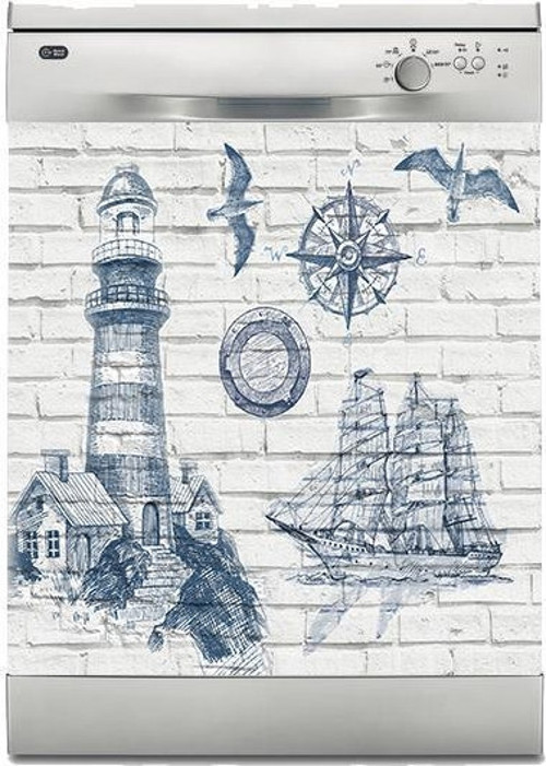 Bulaşık Makinesi Sticker Kaplama Beyaz Eşya Kaplama Deniz Feneri
