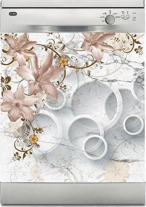 Bulaşık Makinesi Sticker Kaplama Beyaz Eşya Kaplama 3D Mermer Daireler