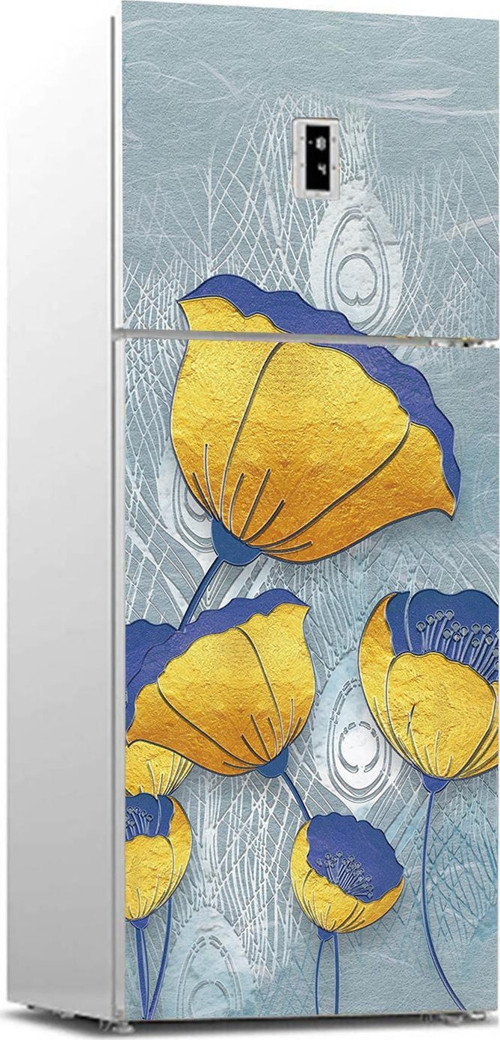 Buzdolabı Sticker Kaplama Dolap Kaplama Etiketi Sarı Gelincik