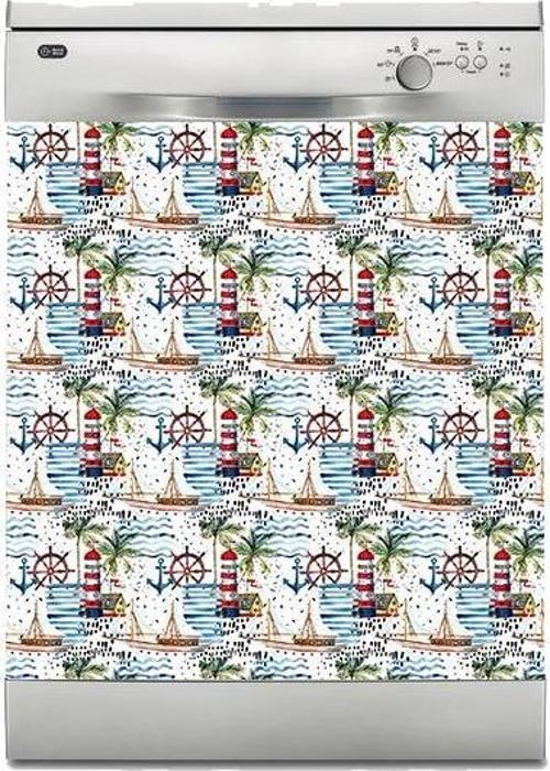 Bulaşık Makinesi Sticker Kaplama Beyaz Eşya Kaplama Deniz Kule