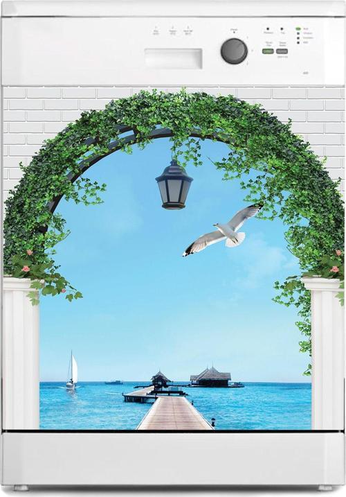Bulaşık Makinesi Sticker Kaplama Beyaz Eşya Kaplama Deniz Kuş