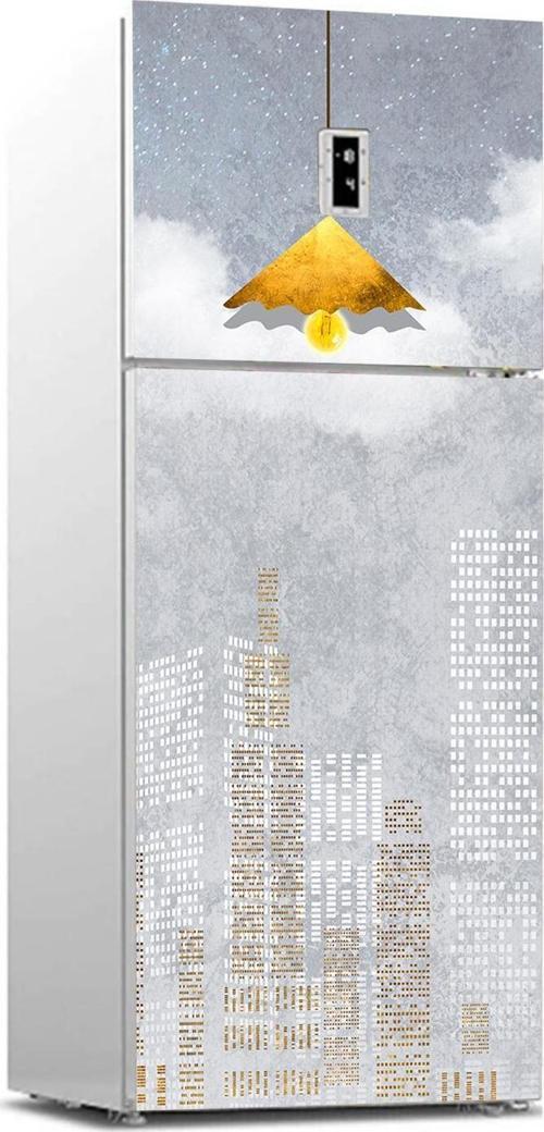 Buzdolabı Sticker Kaplama Dolap Kaplama Etiketi Şehir Silüet