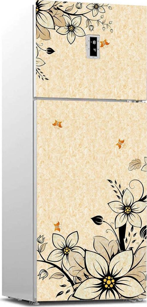 Buzdolabı Sticker Kaplama Dolap Kaplama Etiketi Bej Çiçekler