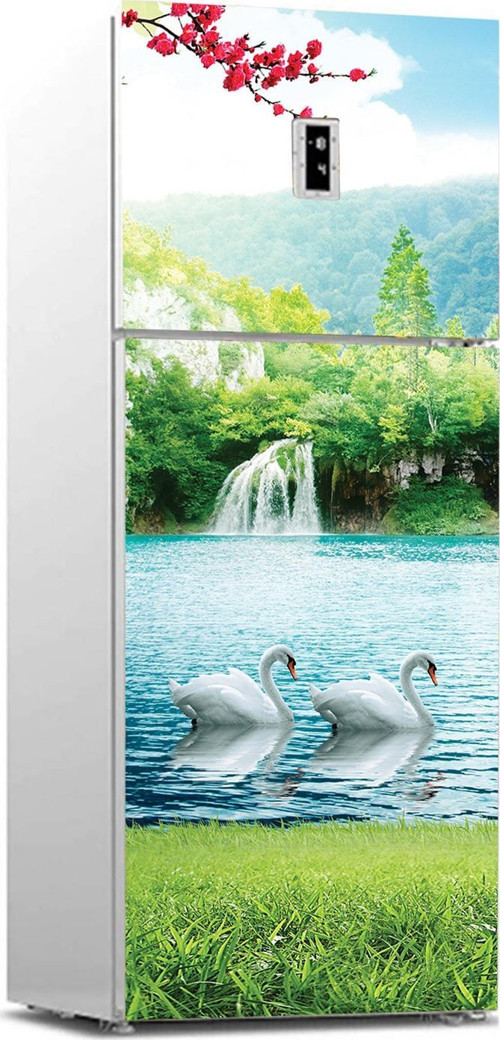 Buzdolabı Sticker Kaplama Dolap Kaplama Etiketi Şelale Kuğu