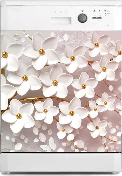 Bulaşık Makinesi Sticker Kaplama Beyaz Eşya Kaplama 3d Pembemsi Ağaç