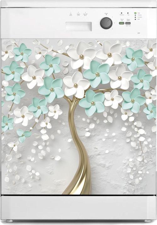 Bulaşık Makinesi Sticker Kaplama Beyaz Eşya Kaplama 3d Renkli Ağaç