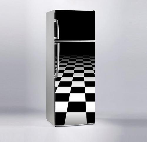 Buzdolabı Sticker Kaplama Dolap Kaplama Etiketi Siyah Beyaz Kare