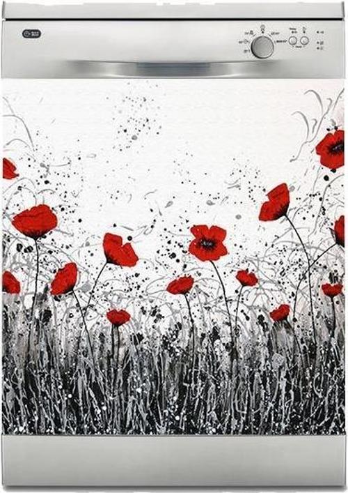 Bulaşık Makinesi Sticker Kaplama Beyaz Eşya Kaplama Laleler