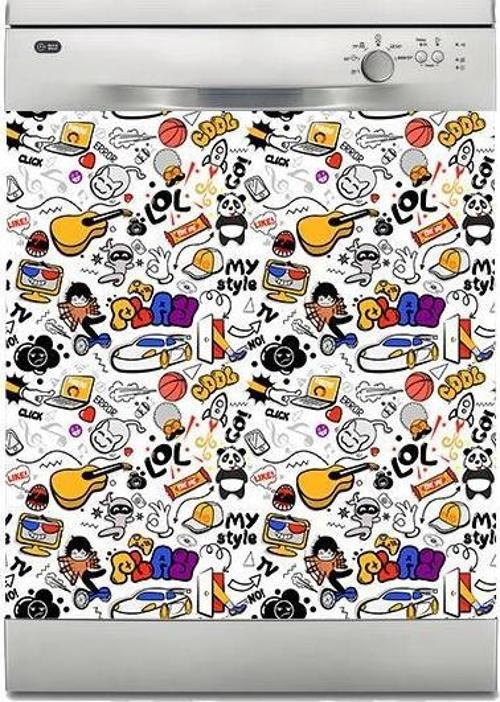 Bulaşık Makinesi Sticker Kaplama Beyaz Eşya Kaplama Lol Cool