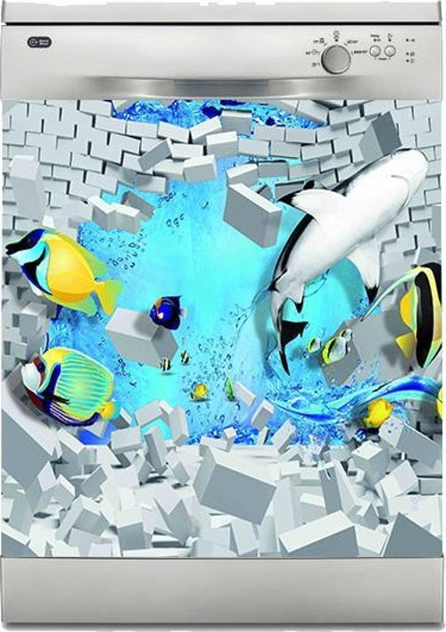 Bulaşık Makinesi Sticker Kaplama Beyaz Eşya Kaplama 3D Sualtı