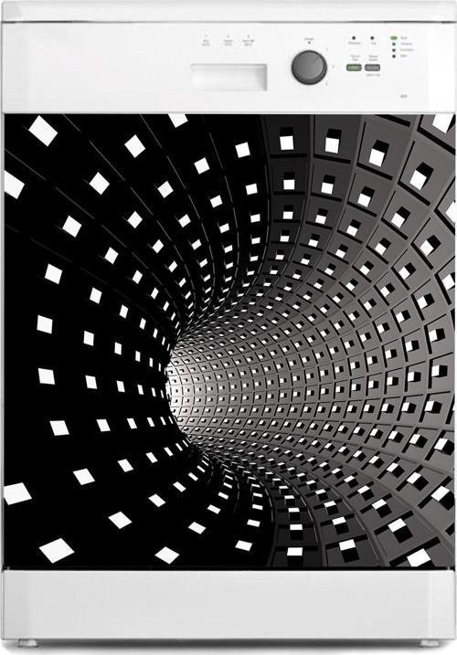 Bulaşık Makinesi Sticker Kaplama Beyaz Eşya Kaplama 3D Tünel Kareler