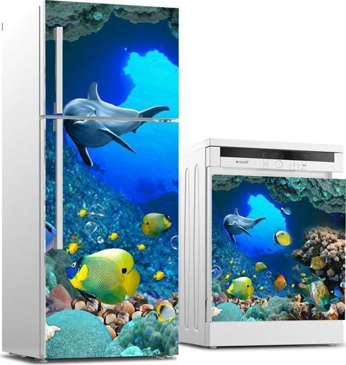 Buzdolabı ve Bulaşık Makinası Beyaz Eşya Sticker Kaplama Deniz Altı