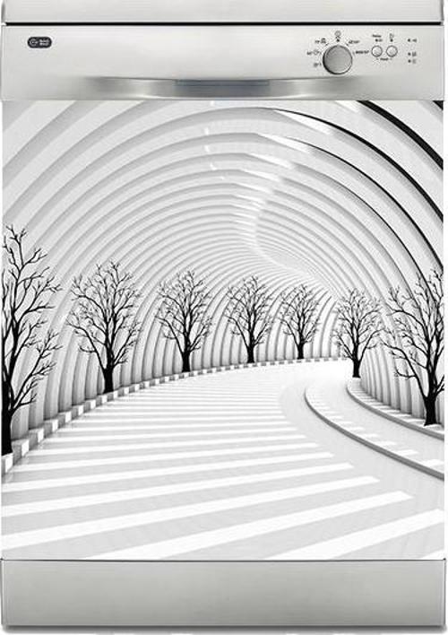 Bulaşık Makinesi Sticker Kaplama Beyaz Eşya Kaplama 3D Yol Ağaç