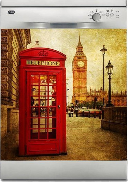 Bulaşık Makinesi Sticker Kaplama Beyaz Eşya Kaplama Londra Sokak Kulübe